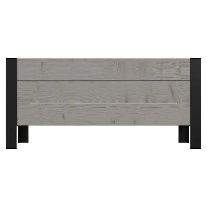 Upyard Pflanzkasten Modernbox niedrig - 78 x 36 x 32 cm, Holz, Grau/Schwarz - Graues Hochbeet aus Holzlatten mit schwarzen Metallstützen.