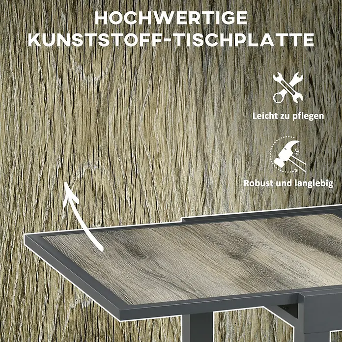 Outsunny Gartentisch Ausziehbar, Beige-Grau - L x B x H: 80 x 80 x 75 cm, Aluminium, Kunststoff, Rechteck, Beige+Grau