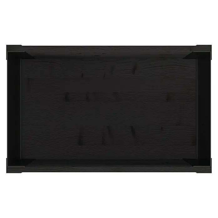 Upyard Pflanzkasten Modernbox niedrig - 58 x 36 x 32 cm, Holz, Schwarz - Dunkle Holzkiste mit schwarzen Metalleckbeschlägen, von oben gesehen.