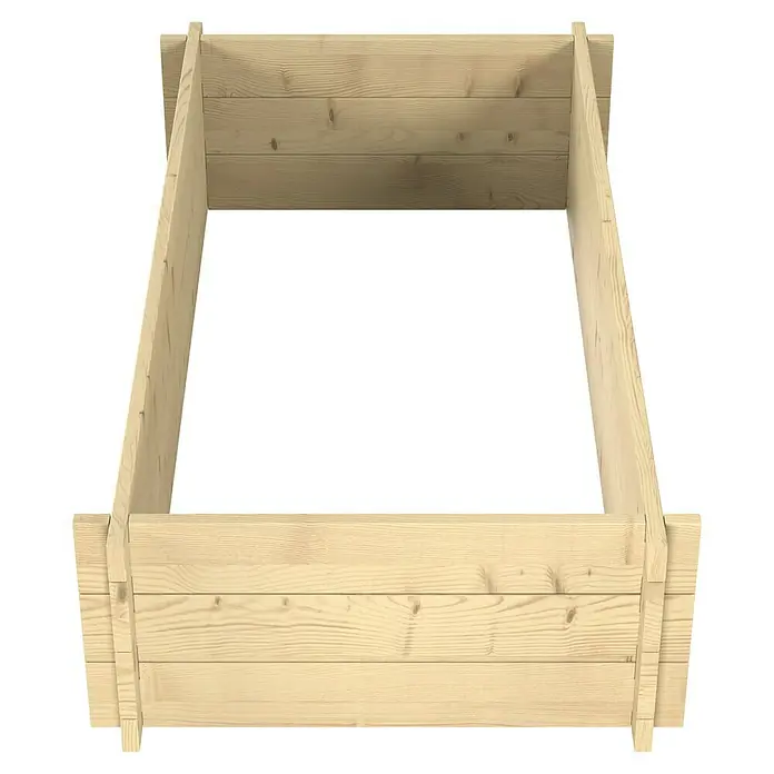 Upyard Hochbeet Multibox - L x B x H: 119 x 59,5 x 29,5 cm, Holz, Natur - Leeres Hochbeet aus hellem Holz, von oben gesehen.