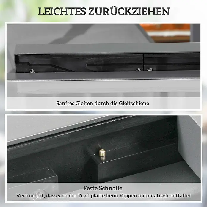 Outsunny Gartentisch Ausziehbar für 8 Personen - L x B x H: 80 x 80 x 75 cm, Metall, Aluminium, gehärtetes Glas, Rechteck, Schwarz