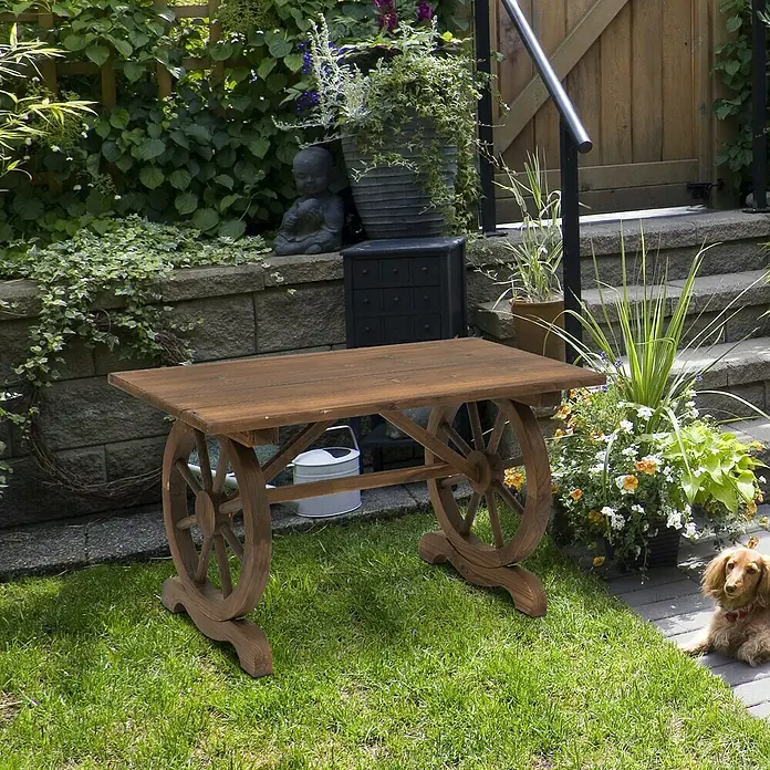 Outsunny Gartentisch im Bauernwagen-Design - L x B x H: 110 x 60 x 65 cm, Tannenholz, Rechteckig, Braun