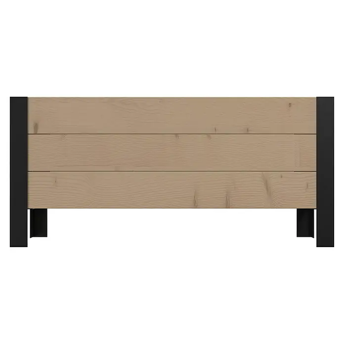 Upyard Pflanzkasten Modernbox niedrig - 78 x 36 x 32 cm, Holz, Braun/Schwarz - Erhöhtes Holz-Pflanzbeet mit schwarzem Metallrahmen.