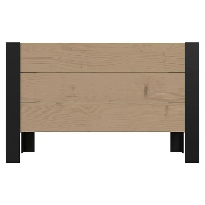 Upyard Pflanzkasten Modernbox niedrig - 58 x 36 x 32 cm, Holz, Braun/Schwarz - Holz-Pflanzkasten mit hellbraunen Brettern und schwarzen Metallstützen.