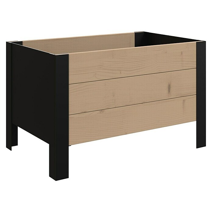 Upyard Pflanzkasten Modernbox niedrig (58 x 36 x 32 cm, Holz, Braun/Schwarz) | BAUHAUS