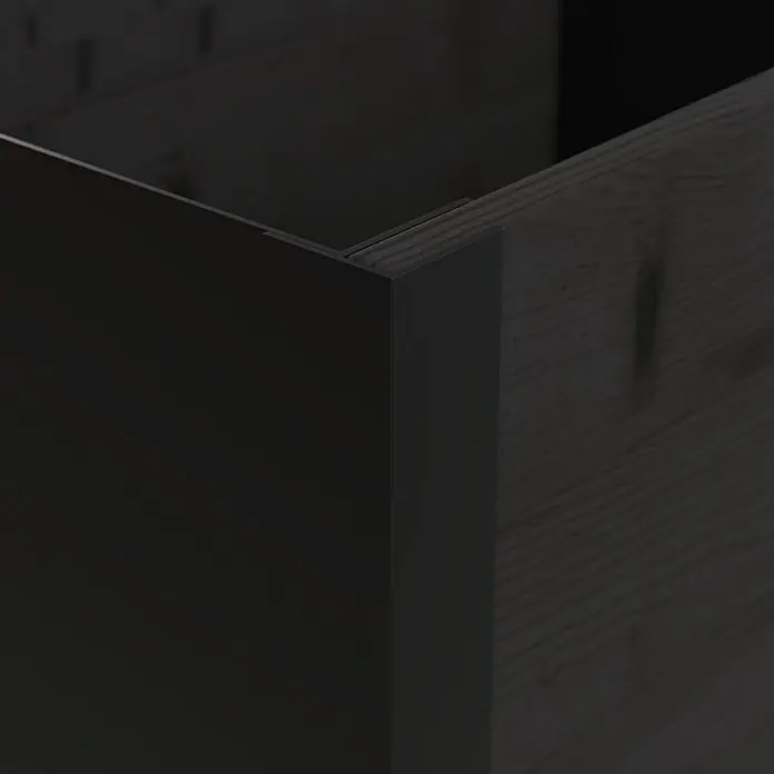 Upyard Pflanzkasten Modernbox niedrig - 58 x 36 x 32 cm, Holz, Schwarz - Dunkle Holzkiste, vielleicht eine Schublade, mit glatter schwarzer Kante.