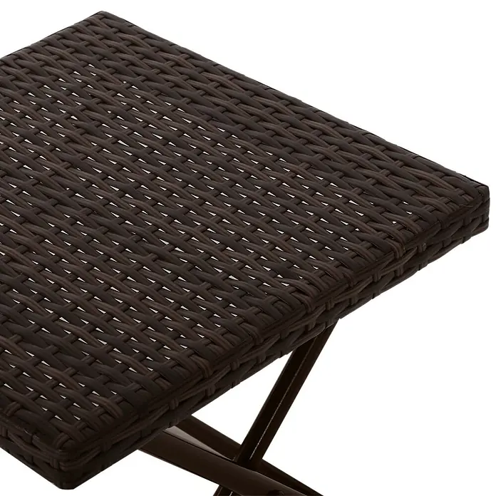 Outsunny Garten-Beistelltisch mit Stahlrahmen - Stahl, PE-Ratten, Klappbar, Quadratisch, Braun