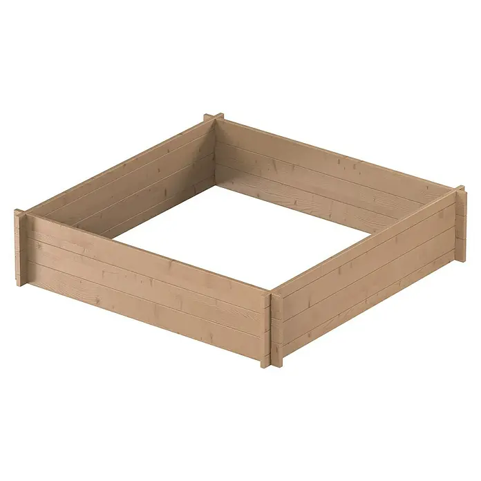 Upyard Huerto Multibox - L x An x Al: 119 x 119 x 29,5 cm, Madera, Marrón - Kit de bancal elevado de madera clara con tablas entrelazadas.