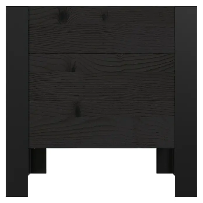 Upyard Pflanzkasten Modernbox niedrig - 36 x 36 x 32 cm, Holz, Schwarz - Dunkler Holz-Pflanzkübel mit schwarzem Metallrahmen und Beinen.