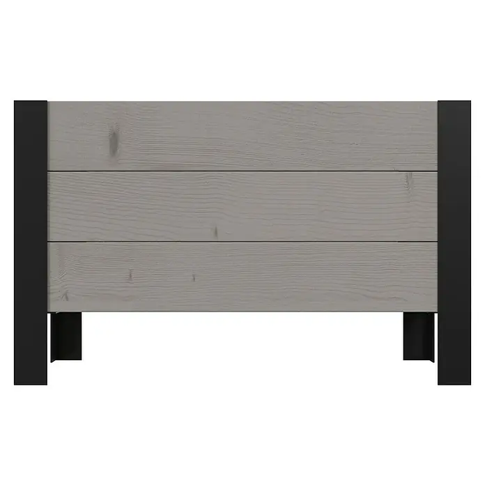 Upyard Pflanzkasten Modernbox niedrig - 58 x 36 x 32 cm, Holz, Grau/Schwarz - Grauer Blumenkasten aus Holz mit schwarzen Metallstützen.