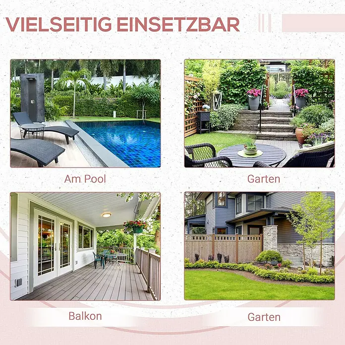 Outsunny Garten-Beistelltisch mit Stahlrahmen - L x B x H: 40 x 40 x 40 cm, Stahl, PE-Ratten, Klappbar, Quadratisch, Schwarz