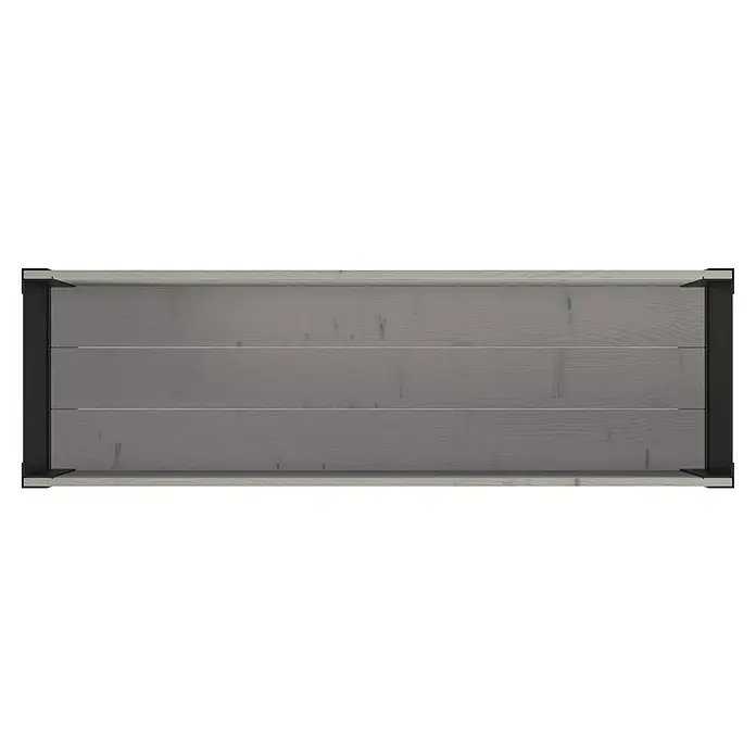 Upyard Pflanzkasten Modernbox niedrig - 118 x 36 x 32 cm, Holz, Grau/Schwarz - Rechteckige graue Holzmaserungsplatte mit schwarzen Metallstützen und hellgrauen Kanten.