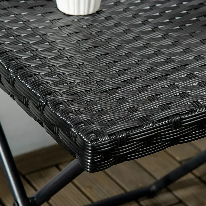 Outsunny Garten-Beistelltisch mit Stahlrahmen - L x B x H: 40 x 40 x 40 cm, Stahl, PE-Ratten, Klappbar, Quadratisch, Schwarz