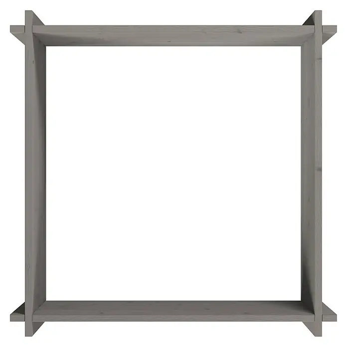 Upyard Hochbeet Multibox - L x B x H: 79 x 79 x 29,5 cm, Holz, Grau - Graues offenes quadratisches Holzregal.