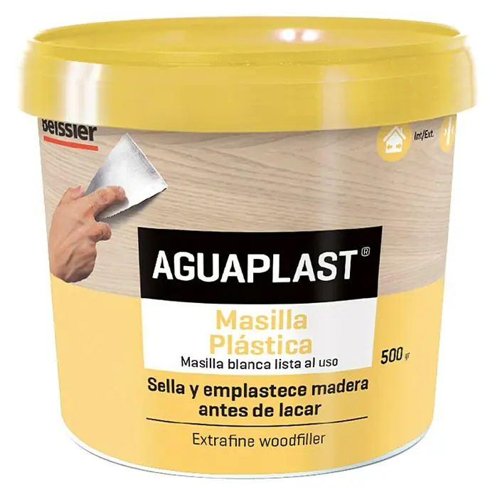 Beissier Aguaplast Masilla plástica - Blanco, 0,5 kg - Un bote de Aguaplast Masilla Plástica, una masilla para madera extrafina lista al uso para rellenar y alisar superficies de madera.