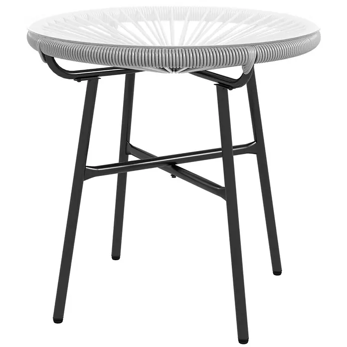 Outsunny Garten-Beistelltisch rund im Boho-Stil, Wetterbeständig - Metall, PE-Rattan, Grau