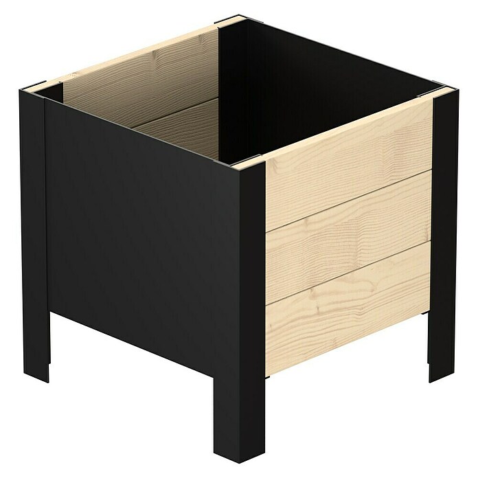 Upyard Pflanzkasten Modernbox niedrig (36 x 36 x 32 cm, Holz, Natur/Schwarz) | BAUHAUS