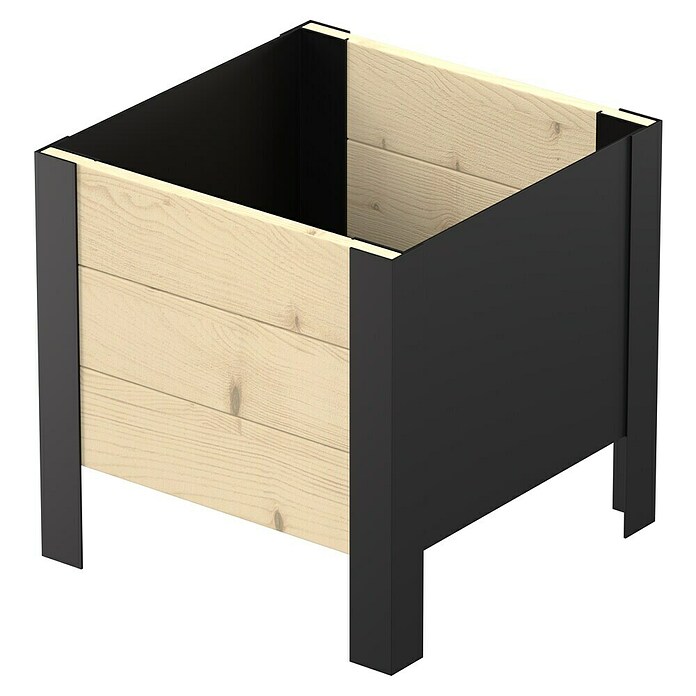 Upyard Pflanzkasten Modernbox niedrig (36 x 36 x 32 cm, Holz, Natur/Schwarz) | BAUHAUS