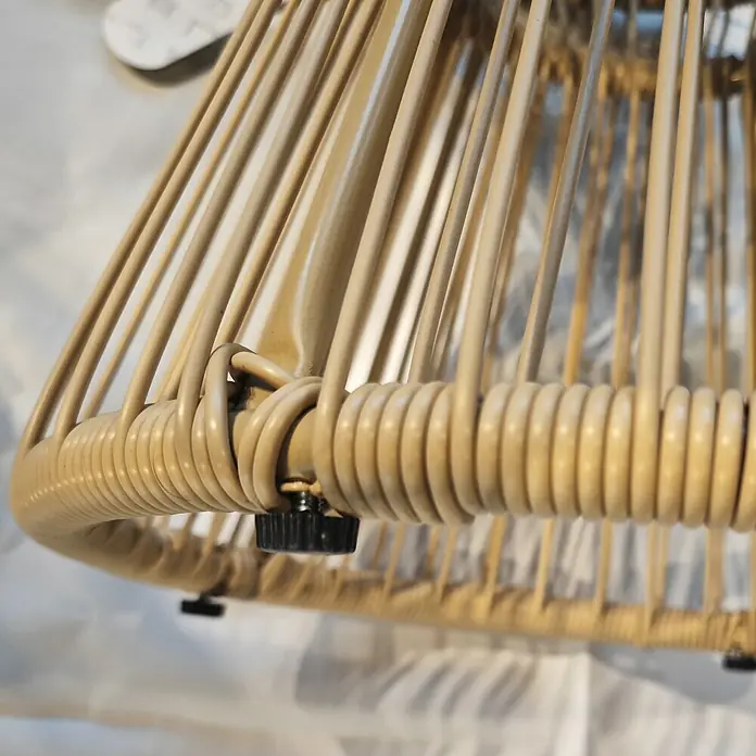 Outsunny Garten-Beistelltisch rund im Boho-Stil - Ø x H: 40 x 42 cm, Metall, PE-Rattan, Beige