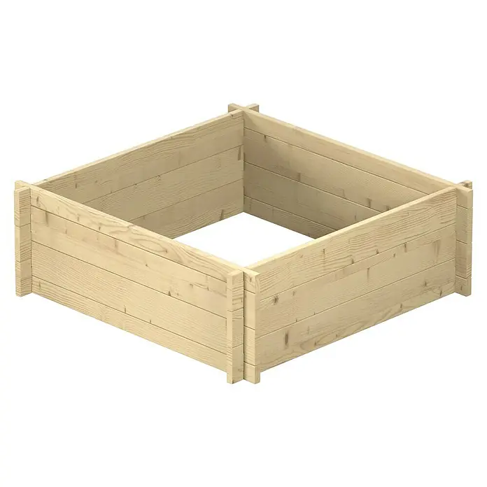 Upyard Hochbeet Multibox - L x B x H: 79 x 79 x 29,5 cm, Holz, Natur - Quadratisches Hochbeet aus hellem Holz mit horizontalen Brettern und verzahnten Ecken.