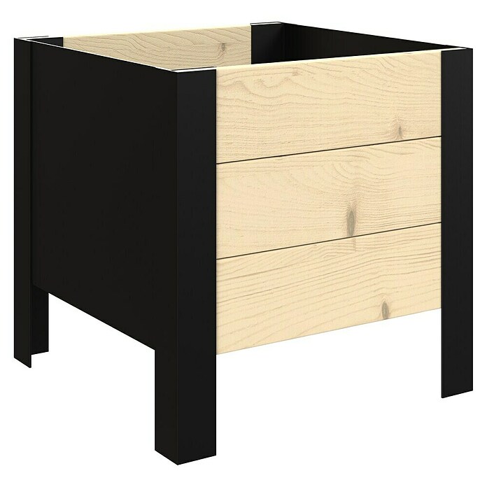 Upyard Pflanzkasten Modernbox niedrig (36 x 36 x 32 cm, Holz, Natur/Schwarz) | BAUHAUS