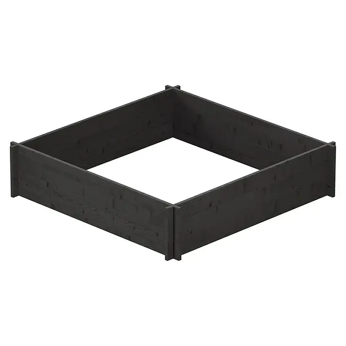 Upyard Hochbeet Multibox - L x B x H: 119 x 119 x 29,5 cm, Holz, Schwarz - Dunkelgraues Hochbeet aus Holz. Rechteckiger Pflanzkasten für den Garten.