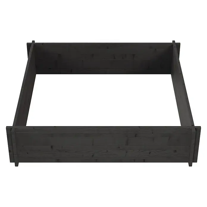 Upyard Hochbeet Multibox - L x B x H: 119 x 119 x 29,5 cm, Holz, Schwarz - Dunkelgraues Hochbeet aus Holz in rechteckiger Form.