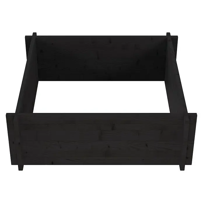 Upyard Hochbeet Multibox - L x B x H: 79 x 79 x 29,5 cm, Holz, Schwarz - Dunkelgraues Hochbeet aus Holz, von oben mit leerem Innenraum.