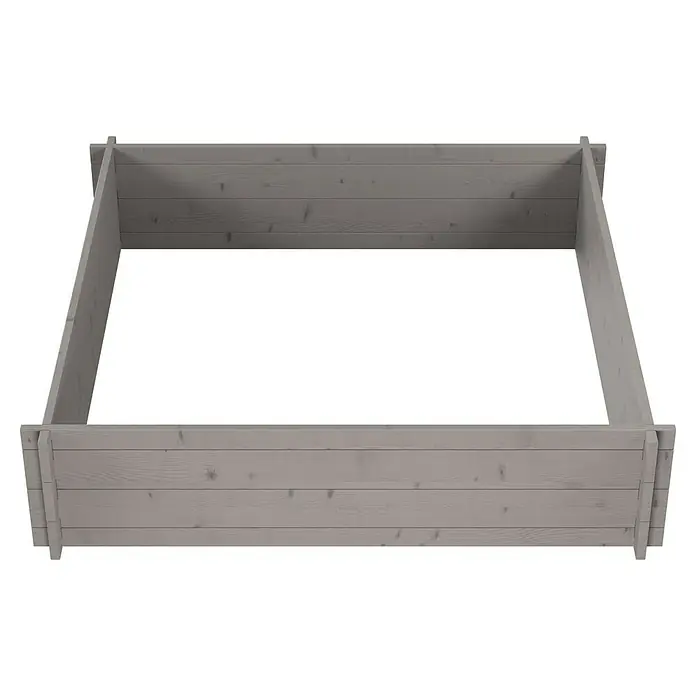 Upyard Hochbeet Multibox - L x B x H: 119 x 119 x 29,5 cm, Holz, Grau - Helles graues Holz-Hochbeet, aus Brettern montiert. Oben offen.