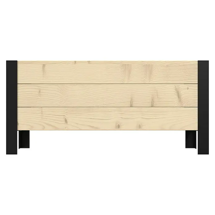 Upyard Pflanzkasten Modernbox niedrig - 78 x 36 x 32 cm, Holz, Natur/Schwarz - Hölzerner Pflanzkasten aus hellem Holz mit schwarzem Metallgestell und Beinen.