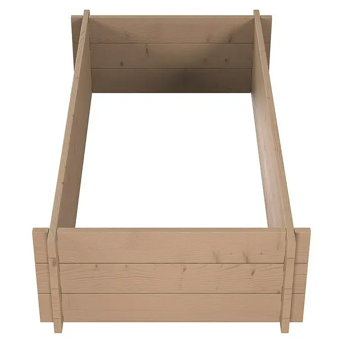 Upyard Hochbeet Multibox - L x B x H: 119 x 59,5 x 29,5 cm, Holz, Braun - Helles Holz-Hochbeet, schräg von oben gesehen.