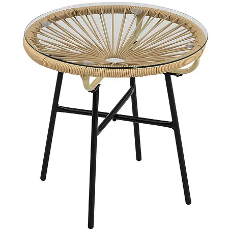 Outsunny  Garten-Beistelltisch rund im Boho-Stil