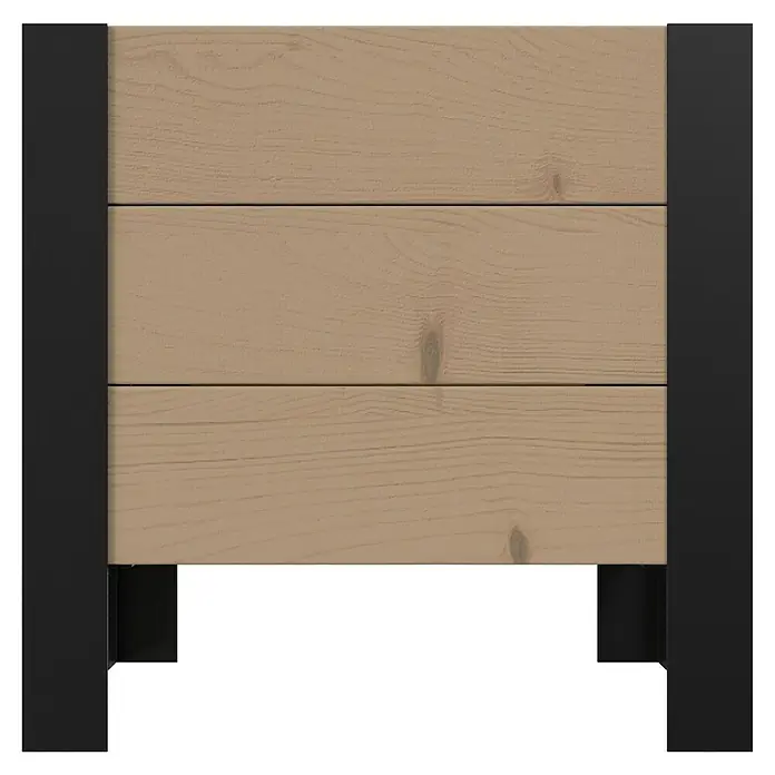 Upyard Pflanzkasten Modernbox niedrig - 36 x 36 x 32 cm, Holz, Braun/Schwarz - Pflanzkasten mit hellbraunen Holzbrettern und schwarzem Metallrahmen.