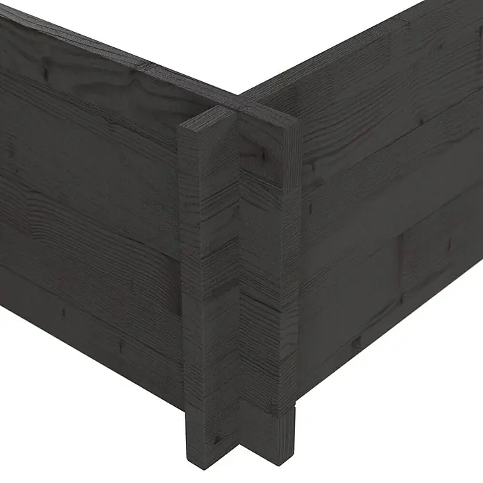Upyard Hochbeet Multibox - L x B x H: 119 x 119 x 29,5 cm, Holz, Schwarz - Eckteil eines dunkelgrauen Hochbeetes aus Holz.