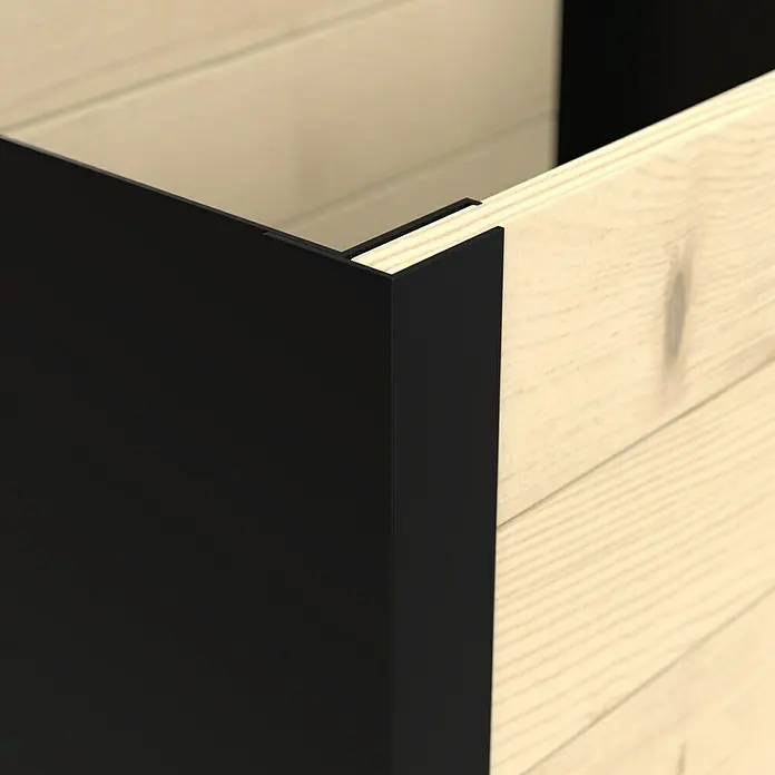 Upyard Pflanzkasten Modernbox niedrig - 58 x 36 x 32 cm, Holz, Natur/Schwarz - Schwarze Eckprofile sichern helle Holzbretter einer kastenartigen Struktur.