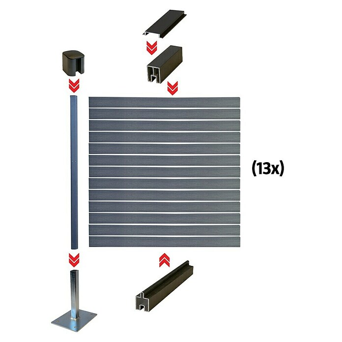 Ograjni set Co Extrusion  (180 x 195 cm, Antracit, 19 -del.) | 7411 - Lamellenzäune/Dichtzäune | IAGB - Gartenholz | IAG - Außenbereichsausstattung | IA - Gartenhartware | I - Stadtgarten | BAUHAUS