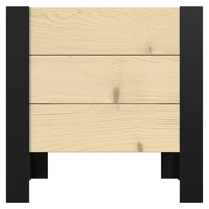 Upyard Pflanzkasten Modernbox niedrig - 36 x 36 x 32 cm, Holz, Natur/Schwarz - Pflanzkasten aus hellem Holz mit schwarzem Metallrahmen.
