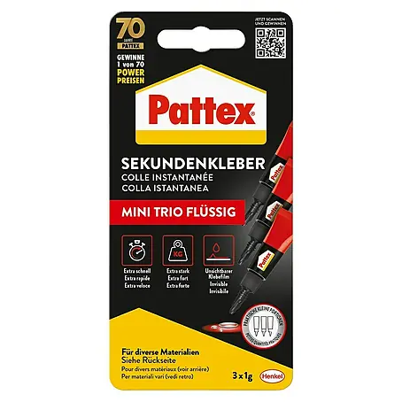 Pattex  Sekundenkleber Flüssig Mini Trio