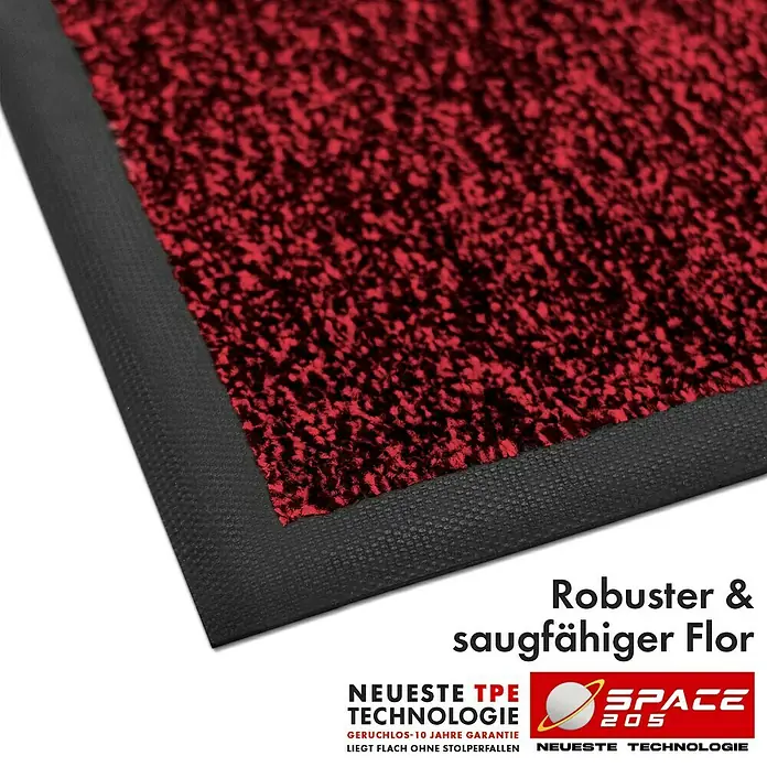 Floordirekt Fußmatte Space 205 - Rutschfeste Türmatte - Rot - 90 x 120 cm - Rot, Material Nutzschicht: Polypropylen