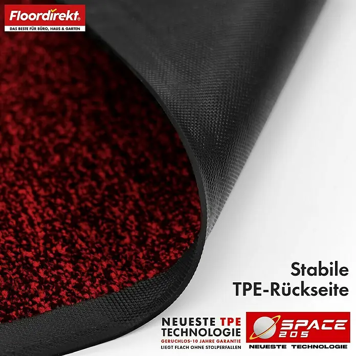 Floordirekt Fußmatte Space 205 - Rutschfeste Türmatte - Rot - 90 x 150 cm - Rot, Material Nutzschicht: Polypropylen