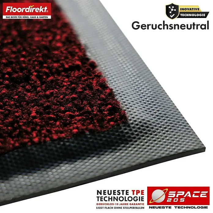 Floordirekt Fußmatte Space 205 - Rutschfeste Türmatte - Rot - 90 x 150 cm - Rot, Material Nutzschicht: Polypropylen