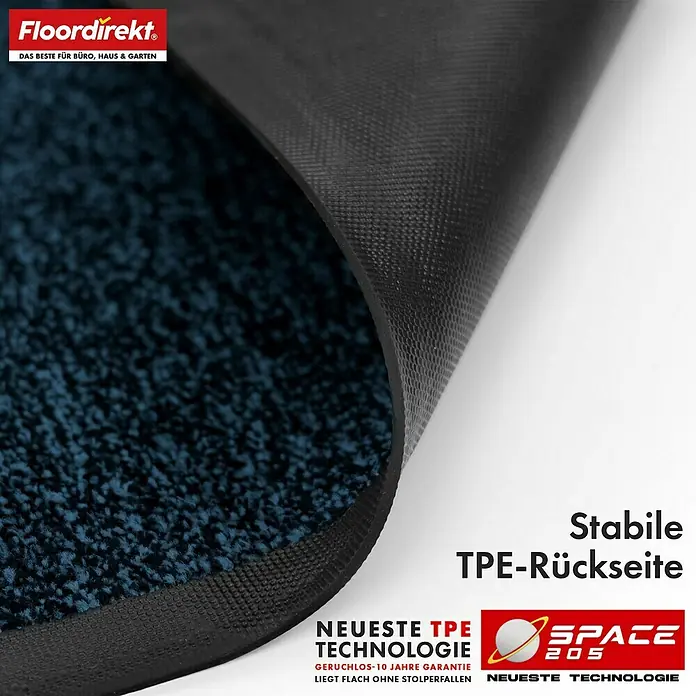 Floordirekt Fußmatte Space 205 - Rutschfeste Türmatte - Blau - 60 x 90 cm - Blau, Material Nutzschicht: Polypropylen