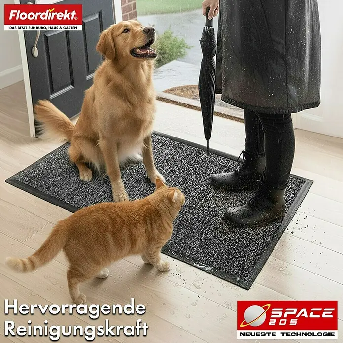Floordirekt Fußmatte Space 205 - Rutschfeste Türmatte - Anthrazit - 200 x 300 cm - Anthrazit, Material Nutzschicht: Polypropylen