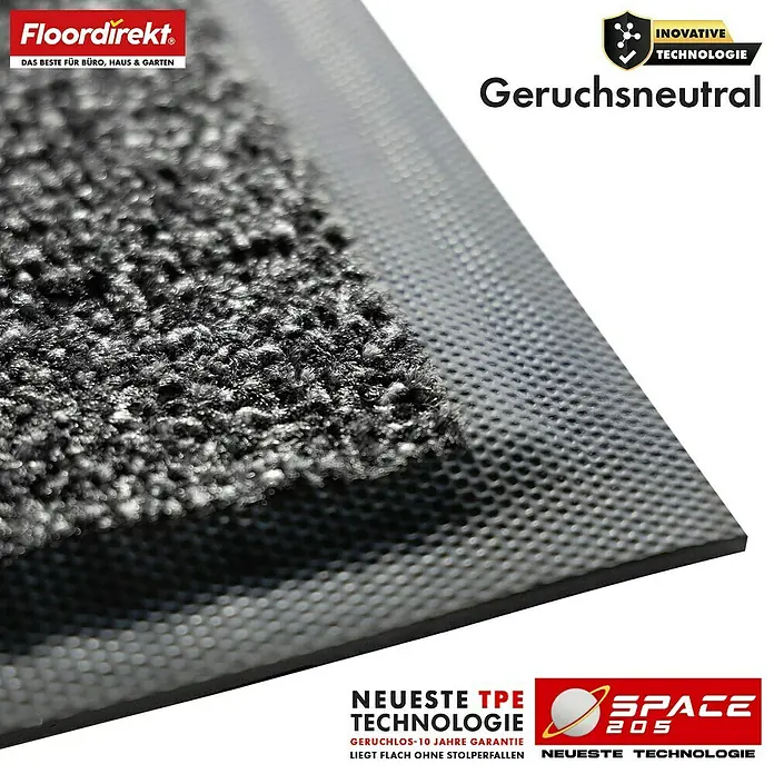 Floordirekt Fußmatte Space 205 - Rutschfeste Türmatte - Anthrazit - 200 x 300 cm - Anthrazit, Material Nutzschicht: Polypropylen