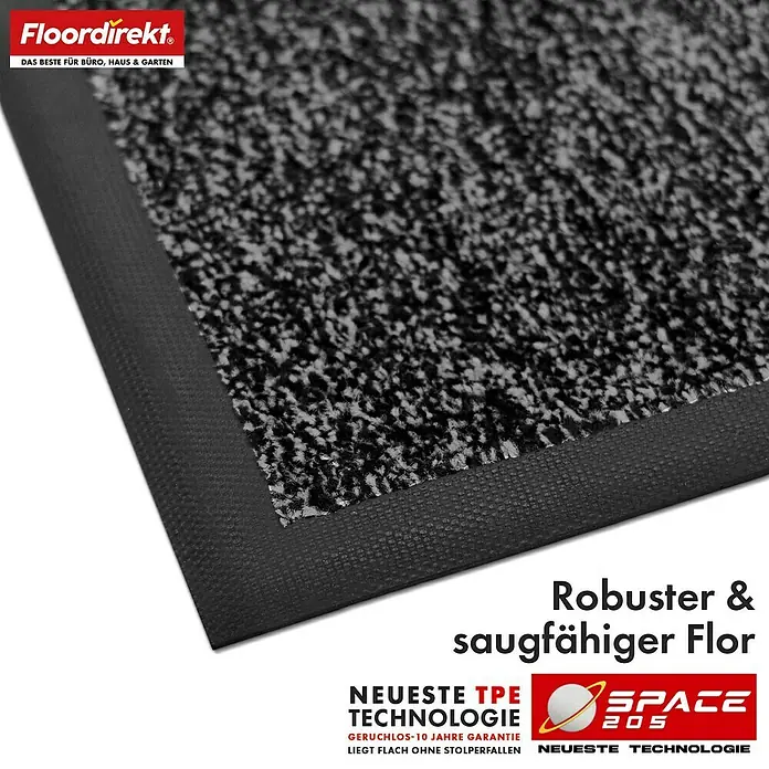 Floordirekt Fußmatte Space 205 - Rutschfeste Türmatte - Anthrazit - 200 x 300 cm - Anthrazit, Material Nutzschicht: Polypropylen