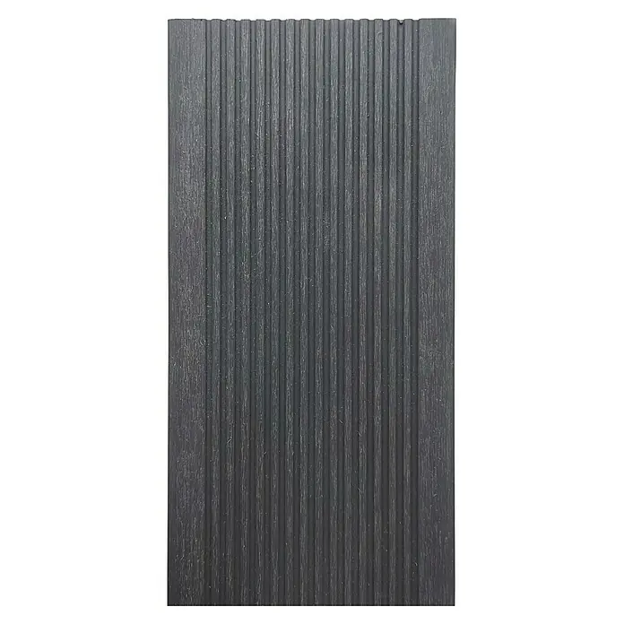 Dioco Tablón para terraza WPC Durafloor - L x An x Es: 220 x 14 x 2,3 cm, Arena/Gris, 1 ud. - Panel de tarima compuesta estriado gris oscuro con sutil textura de madera.