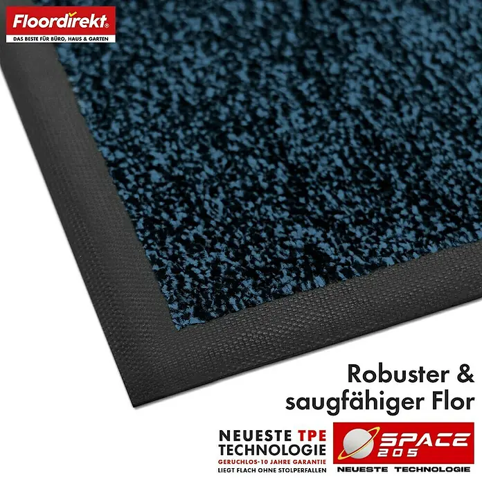 Floordirekt Fußmatte Space 205 - Rutschfeste Türmatte - Blau - 90 x 150 cm - 90 x 150 cm, Blau, Material Nutzschicht: Polypropylen