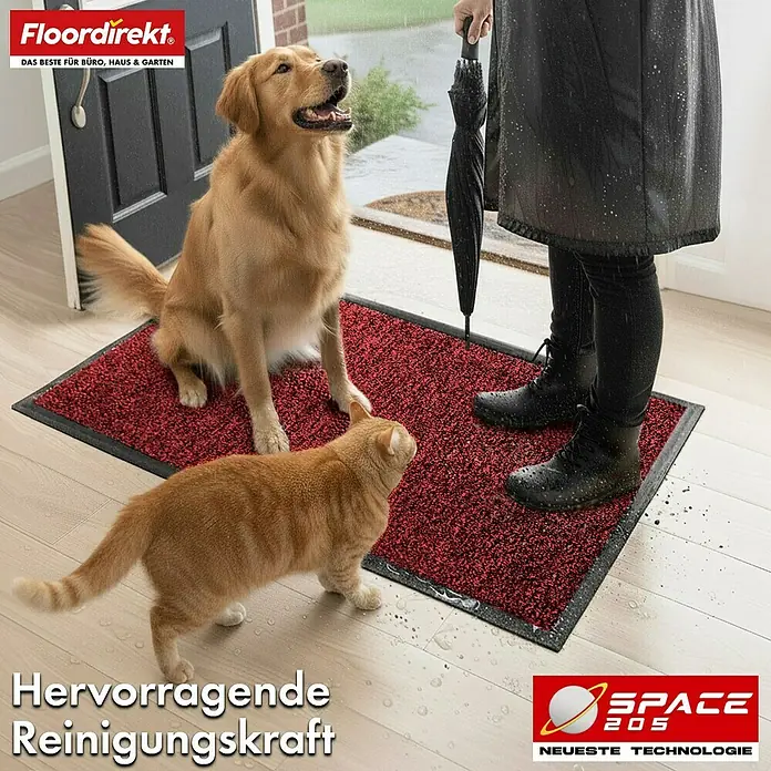 Floordirekt Fußmatte Space 205 - Rutschfeste Türmatte - Rot - 120 x 180 cm - 120 x 180 cm, Rot, Material Nutzschicht: Polypropylen