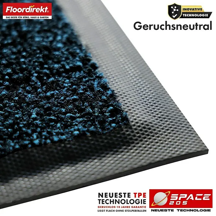 Floordirekt Fußmatte Space 205 - Rutschfeste Türmatte - Blau - 90 x 150 cm - 90 x 150 cm, Blau, Material Nutzschicht: Polypropylen