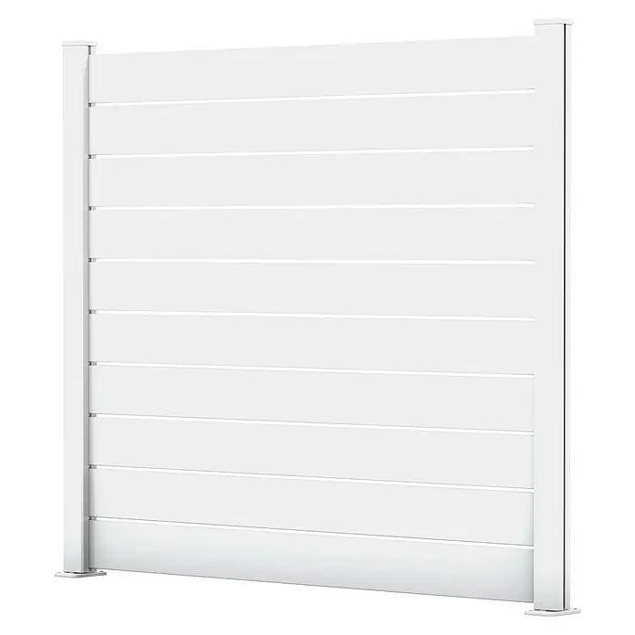 Dioco Smartwall Valla Persiana - L x An: 1.770 x 150 mm, Blanco, 6 ud. - Panel de valla de lamas blancas para privacidad.